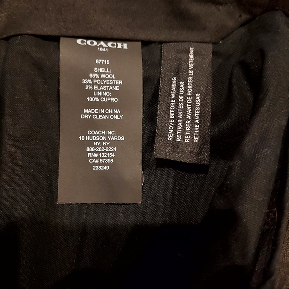 Coach 1941 Wool Lined Dress Pants, size 4 - Picture 5 of 8